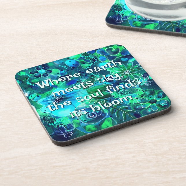 Posavasos Abstract Floral Teal Blue Green Personalized (Lado Izquierdo)