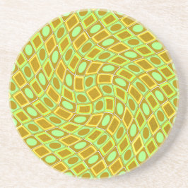 Posavasos Abstract geometric swirl retro lime pattern