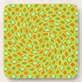 Posavasos Abstract geometric swirl retro lime pattern