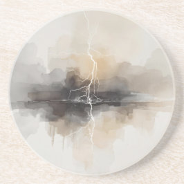 Posavasos Abstract Lightning in Neutrals Print