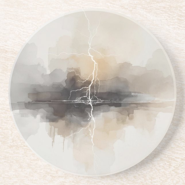 Posavasos Abstract Lightning in Neutrals Print (Frente)