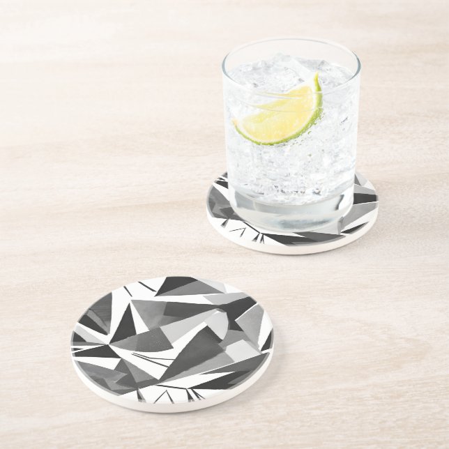 Posavasos Abstract Modern Geometric Black & White Watercolor (Lado)