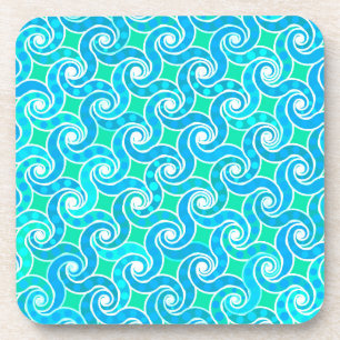 Posavasos Abstract Swirl pattern - Blue, Jade green & White