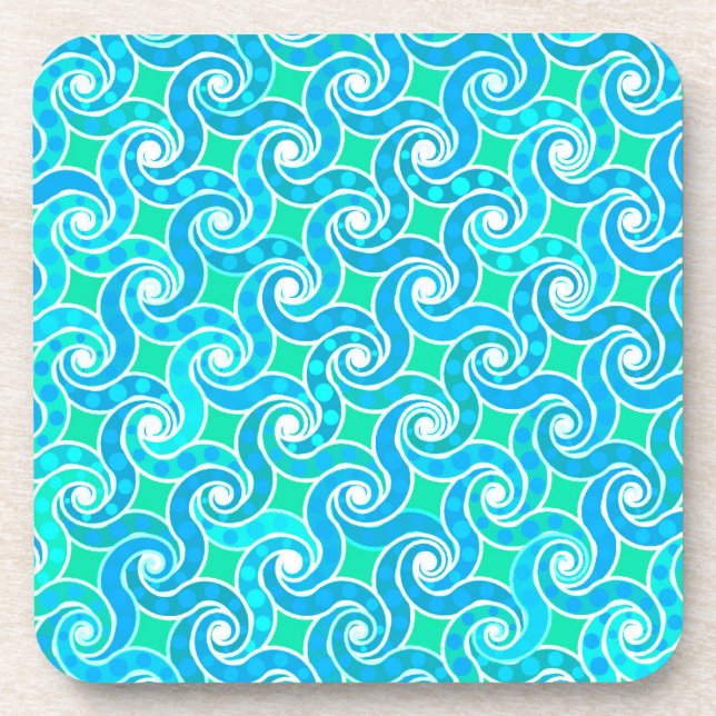 Posavasos Abstract Swirl pattern - Blue, Jade green & White (Frente)