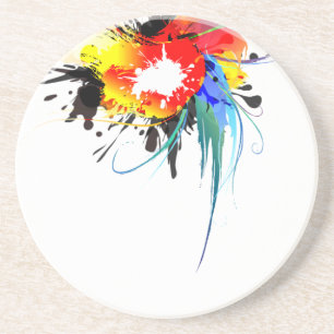 Posavasos Abstract Wild Parrot Paint Splatters