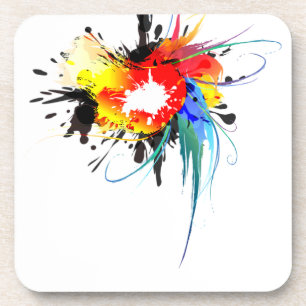 Posavasos Abstract Wild Parrot Paint Splatters