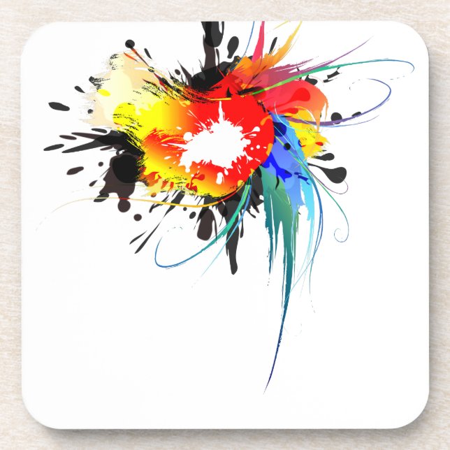 Posavasos Abstract Wild Parrot Paint Splatters (Frente)