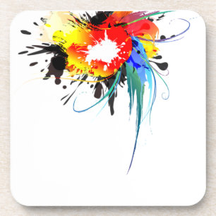 Posavasos Abstract Wild Parrot Paint Splatters