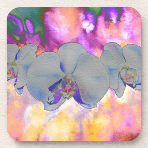 Posavasos Abstracto acuarela orquídeas florales tropicales