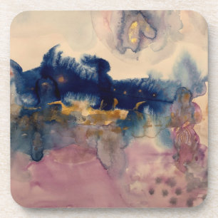 Posavasos abstracto con almohada azul y rosa