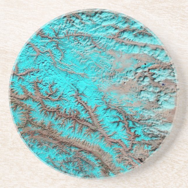 Posavasos abstracto de arenisca azul Aqua (Frente)