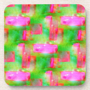 Posavasos abstracto de luz solar pintado de amarillo, rosa