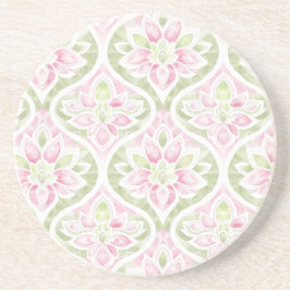 Posavasos Abstracto floral verde rosa