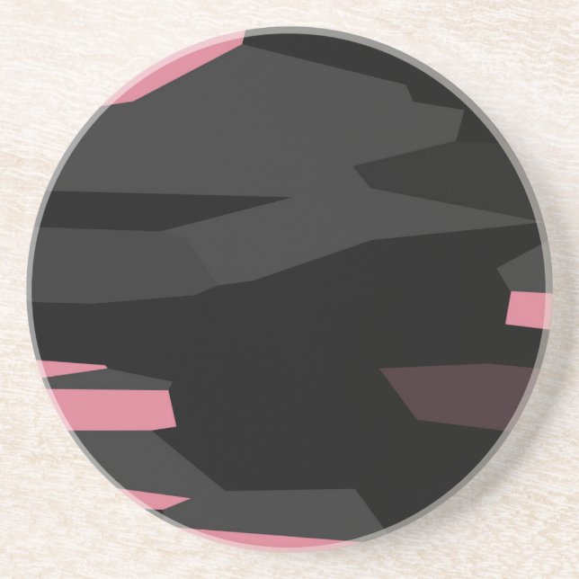 Posavasos abstracto rosa y negro (Frente)