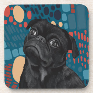 Posavasos Abstrato azul en una taza negra sentada adorable
