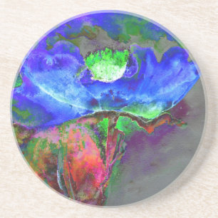 Posavasos Abstrato azul floral azul acuarela