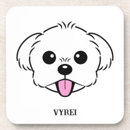 Posavasos Aburrido perro de la frívola de Bichon blanco pega