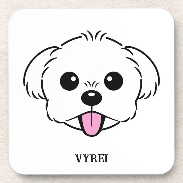 Posavasos Aburrido perro de la frívola de Bichon blanco pega (Frente)