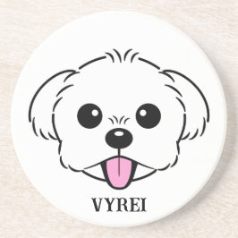 Posavasos Aburrido perro de la frívola de Bichon blanco pega