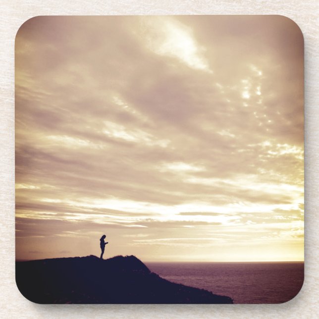 Posavasos Acantilados Pennard al atardecer, Gower, Swansea (Frente)