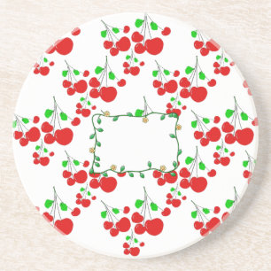 Posavasos Accesorios de patrón de cerezo rojo de personaliza