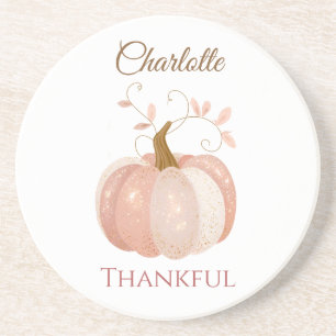Posavasos Acción de Gracias Personalizada - Calabaza Caída A