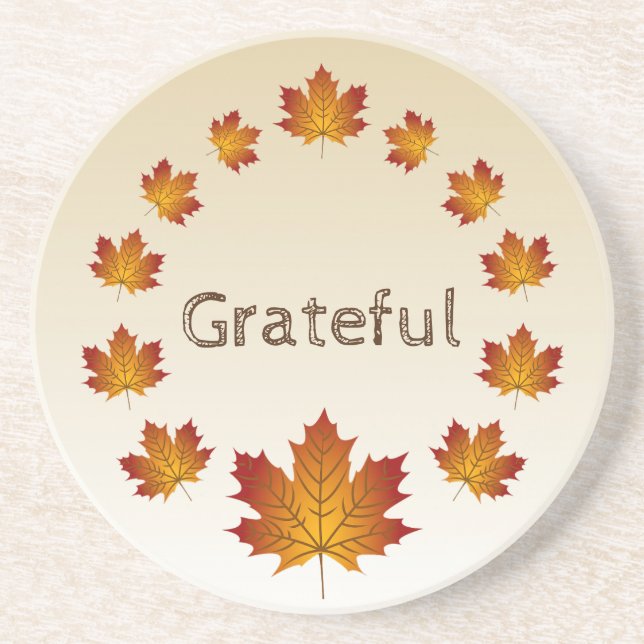 Posavasos Acción de Gracias Wreath agradeció simples hojas d (Frente)