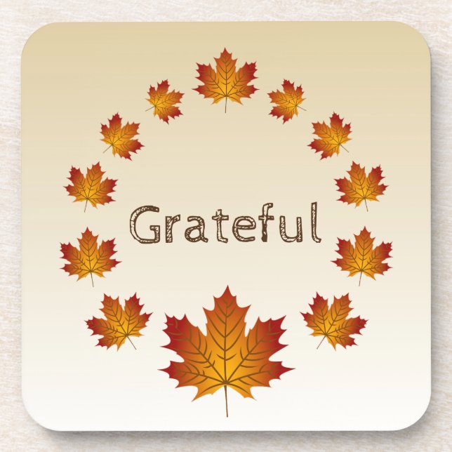 Posavasos Acción de Gracias Wreath agradeció simples hojas d (Frente)