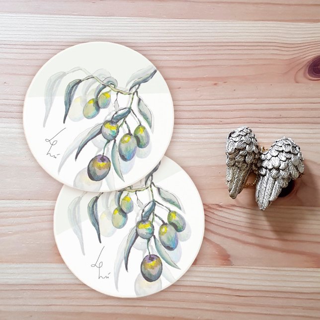 Posavasos Aceitunas Mágicas Acuarela Pintado a Mano (Subido por el creador)