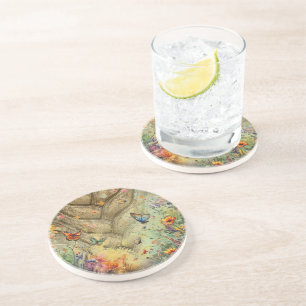 Posavasos Acento dorado mariposa jardín arte personalizado