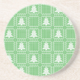 Posavasos Acogedor patrón de suéter feo de árbol de Navidad
