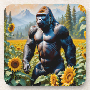 Posavasos Ácono De Gorila En Un Campo De Girasol