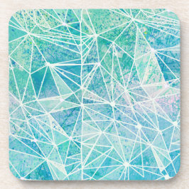 Posavasos acuamarina con espacio geométrico blanco