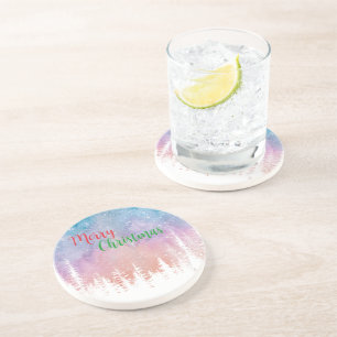 Posavasos Acuarela alegre salvaje Navidad Pine tree Fiesta d