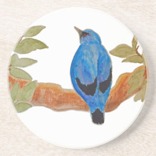 Posavasos Acuarela Azul Cuckooshrike Ave Artístico