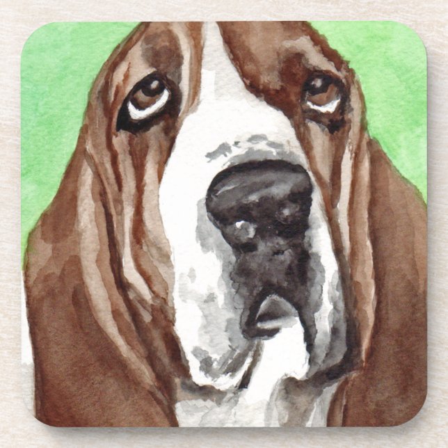 Posavasos Acuarela Basset (Frente)