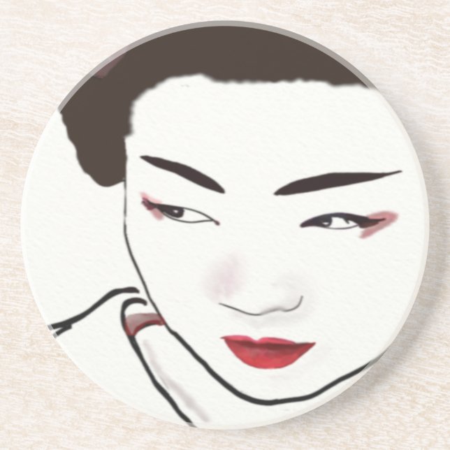 Posavasos Acuarela Chica Geisha (Frente)