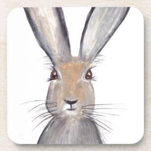 Posavasos Acuarela de conejo de pelo linda vida animal