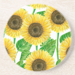 Posavasos acuarela de girasoles