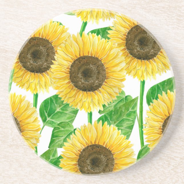 Posavasos acuarela de girasoles (Frente)
