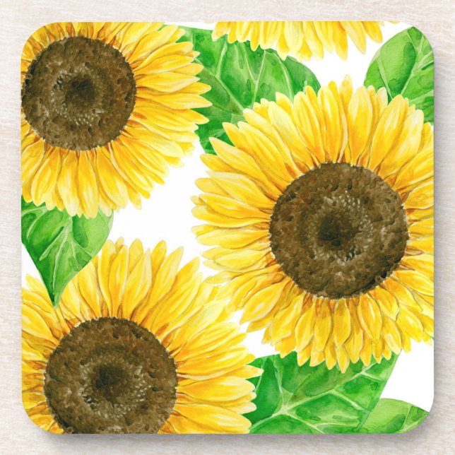 Posavasos acuarela de girasoles (Frente)