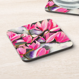 Posavasos Acuarela de magnolia rosa