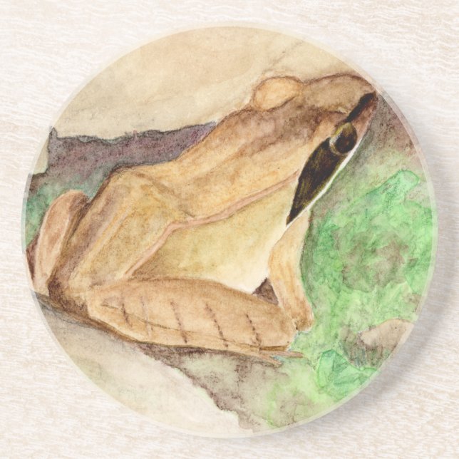 Posavasos Acuarela de rana de madera (Frente)