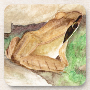 Posavasos Acuarela de rana de madera