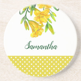 Posavasos Acuarela Día Amarillo Lilies Arte Floral