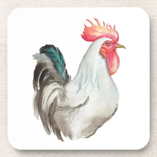 Posavasos Acuarela dibujada a mano de un gallo