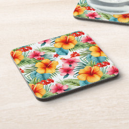 Posavasos Acuarela exótica floral hawaiana