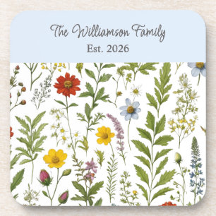 Posavasos Acuarela Flor Silvestre Floral Rústica Personaliza