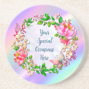 Posavasos Acuarela Floral Rosa y Mariposa Primavera