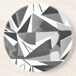 Posavasos Acuarela geométrica moderna abstracta en blanco y 